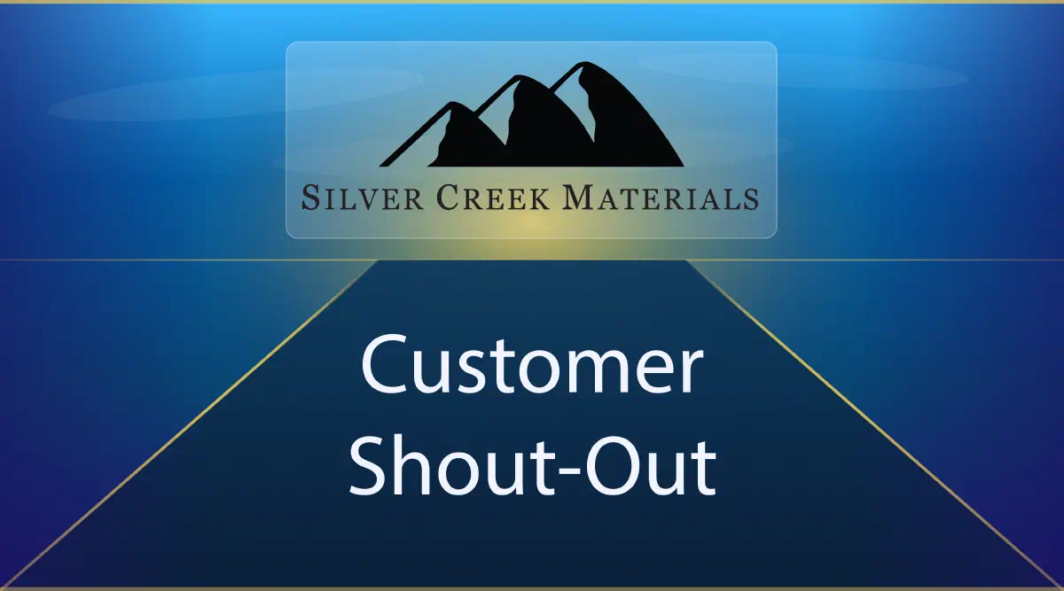 Silver Creek Materials Logo with the phrase Customer Shout-Out Silver Creek Materials Logo with the phrase Customer Shout-Out